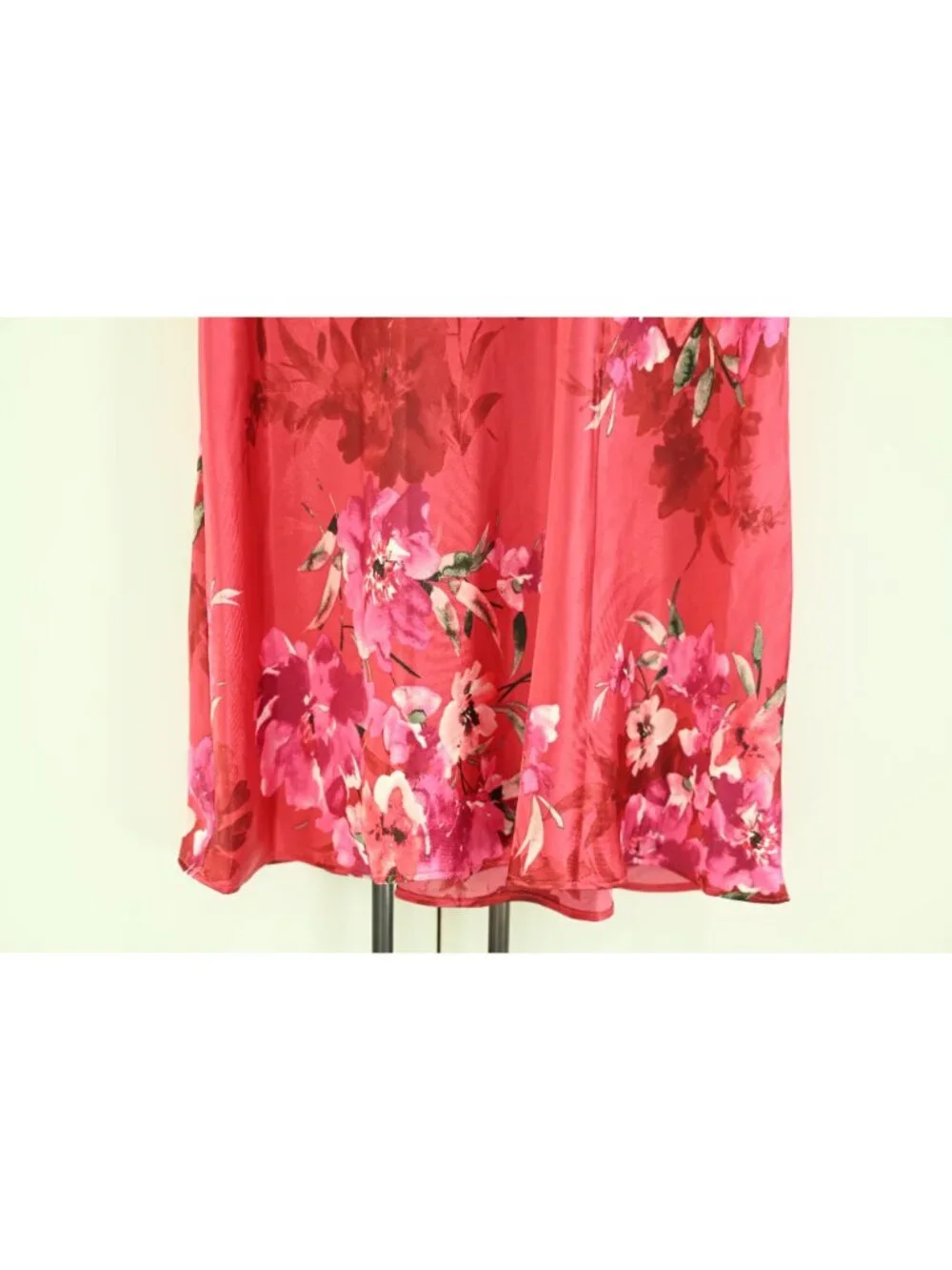NWT Linea Donatella Satin Chemise Lace Trim Sz S Red Floral Lingerie Sleepwear